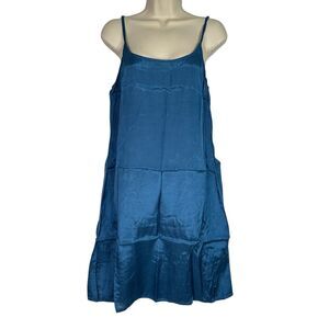 Noa Noa Slip Dress Womens Sz M Blue Sleeveless Spaghetti Strap Feminine Romantic